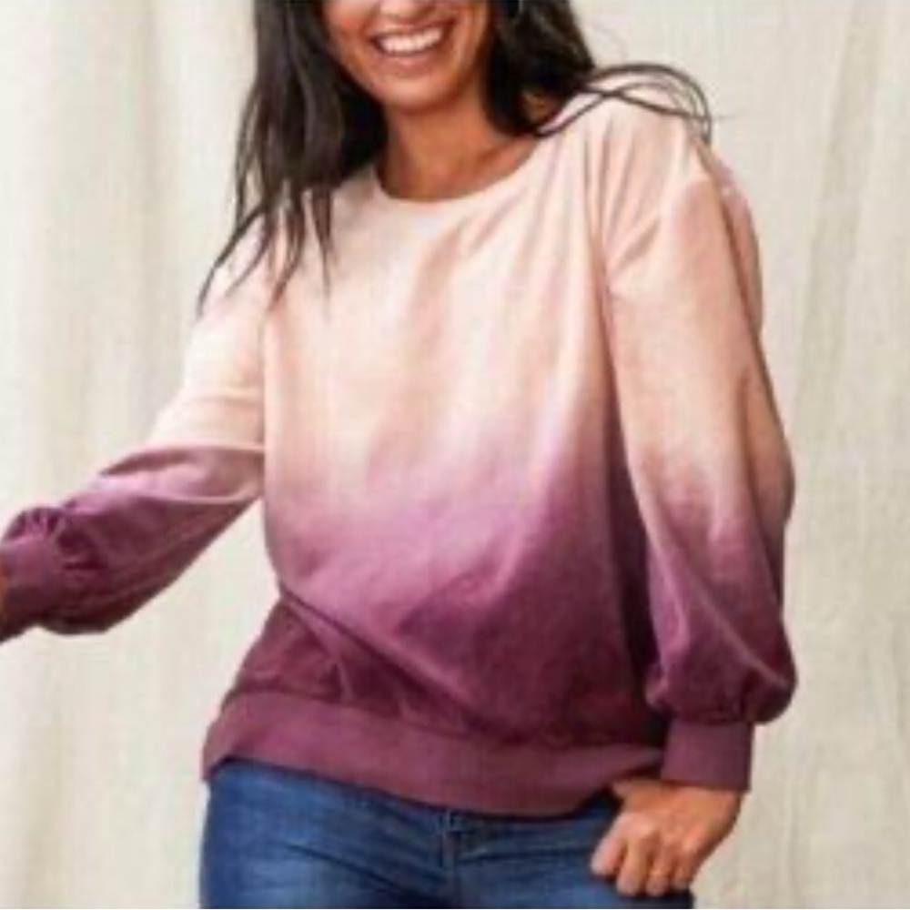 Matilda Jane Ombré Pink Purple Velvet Sweatshirt Top Medium